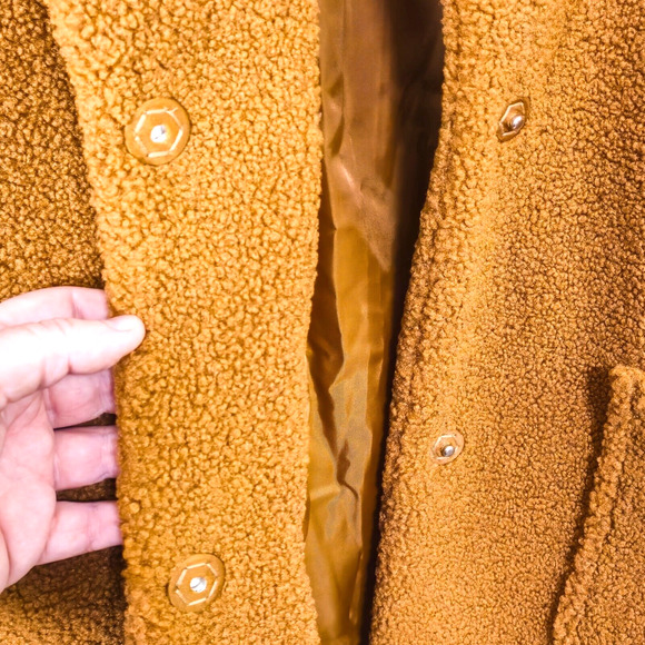 French Connection Women’s Coat Scandi Luxe Teddy Texture Faux XL Longline Brown - Picture 6 of 13